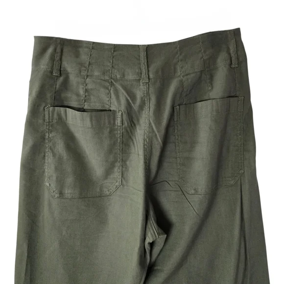 Anthropologie Maeve The Colette Crop Wide-Leg Pants Olive Green - Picture 6 of 14